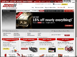 Web site www.advanceauto.com, Advance Auto Parts